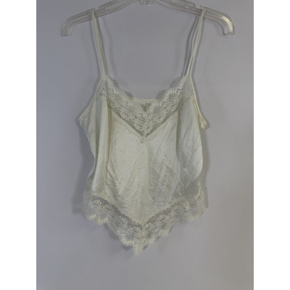 St Michael Vintage 80's Lace Camisole Tank Top Sheer Womens 12 made in UK
